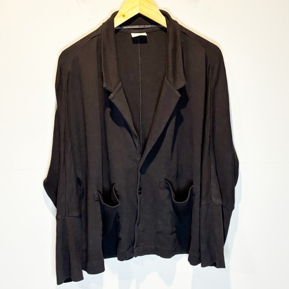Pact Black Organic Cotton One Button Airplane Blazer - size Large